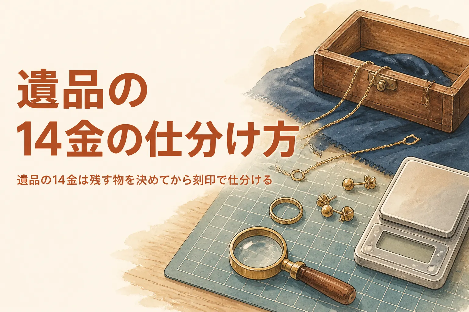遺品の14金の仕分け方を解説する記事のアイキャッチ画像