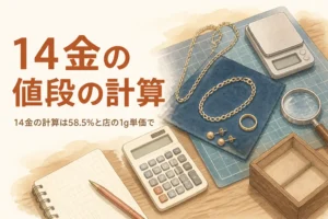 14金の値段を計算するイメージ