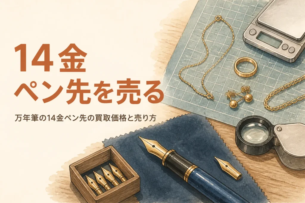 万年筆の14金ペン先の買取価格を説明するアイキャッチ