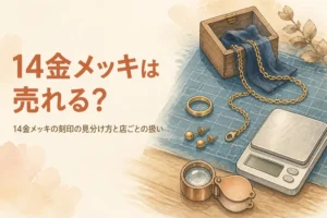 14金メッキの見分け方と買取の扱いを説明するアイキャッチ