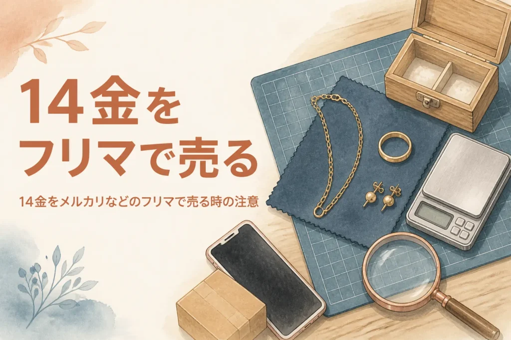 14金をメルカリなどのフリマで売る時の注意を説明するアイキャッチ