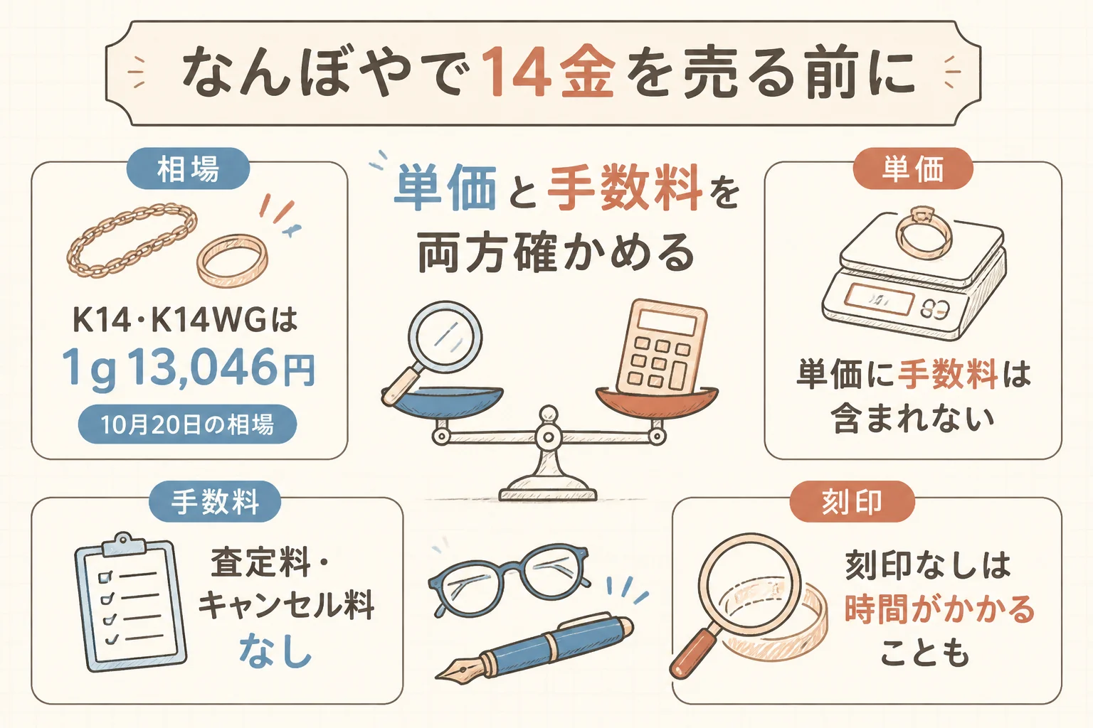 なんぼやで14金を売る前に確かめることの図解