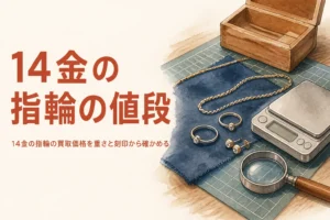 14金の指輪とはかりのイメージ